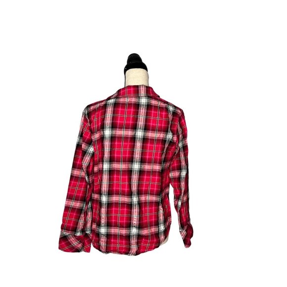 Victoria's Secret Red Pink White Black Plaid Pajama Shirt Women's Size Medium M - Picture 3 of 6